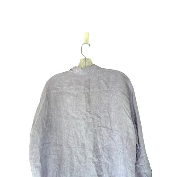 J. Jill Love Linen Purple Lagenlook Coastal Long Sleeve Blouse Size Large Petite - Picture 7 of 11
